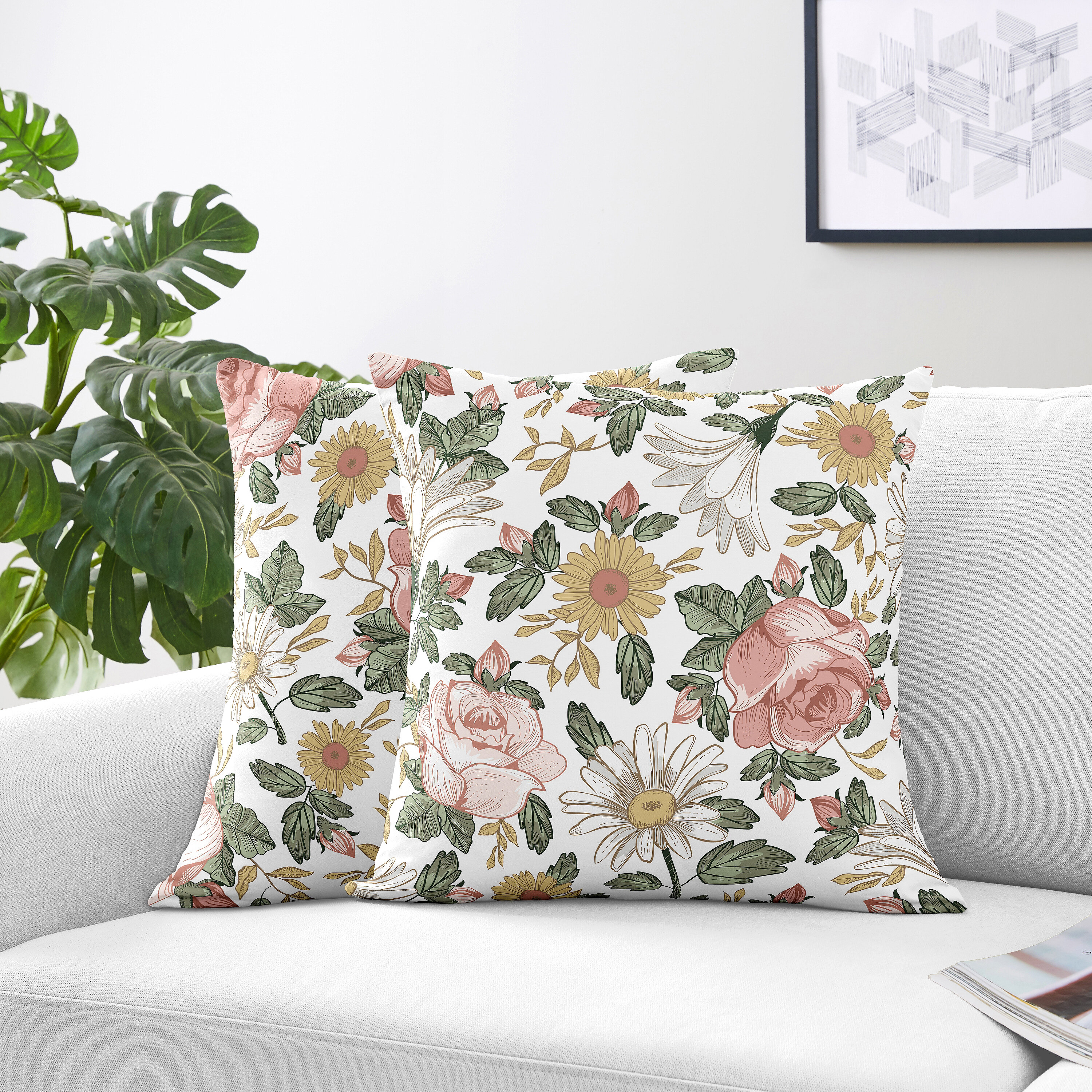 Set of Retro deals Flower Pillows